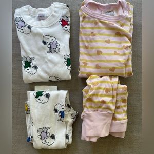 Girls kids 6-7/7 long sleeve pant pajama sets bundle